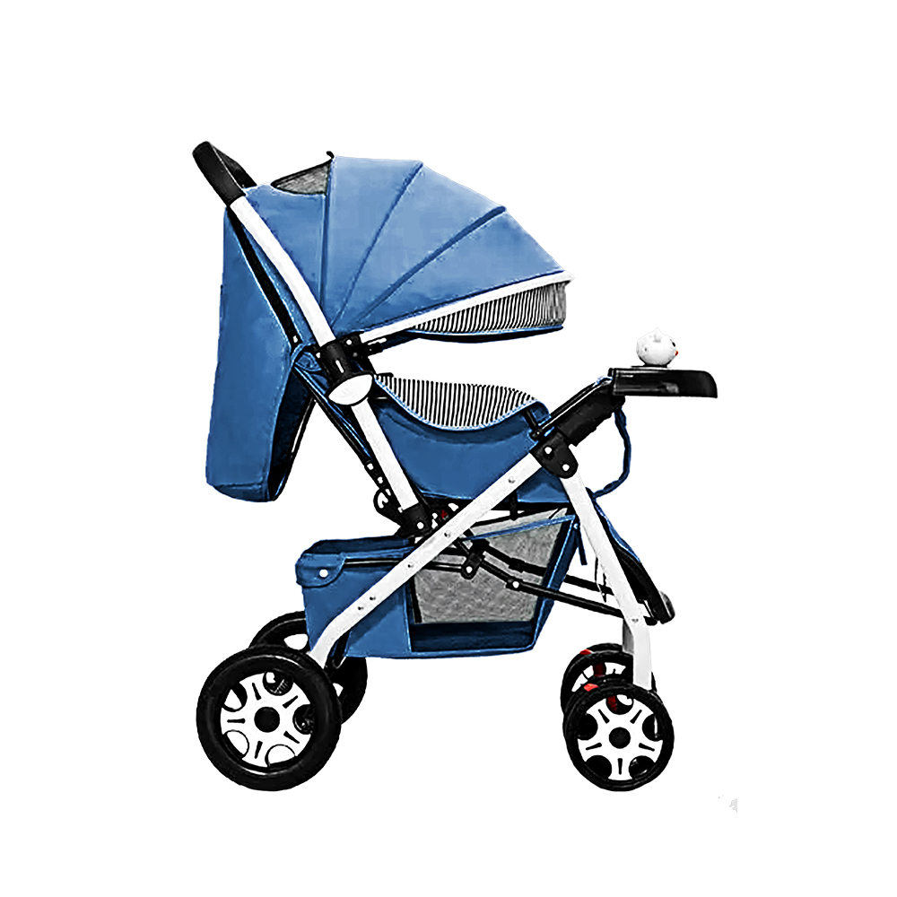 CARRIOLA DE BEBÉ PLEGABLE AZUL.