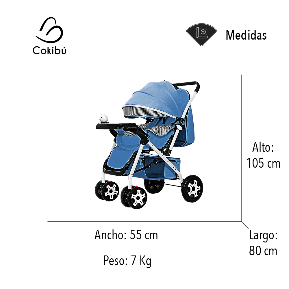 CARRIOLA DE BEBÉ PLEGABLE AZUL.