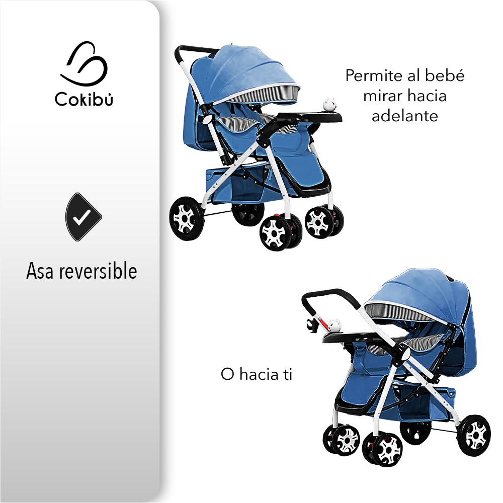 CARRIOLA DE BEBÉ PLEGABLE AZUL.