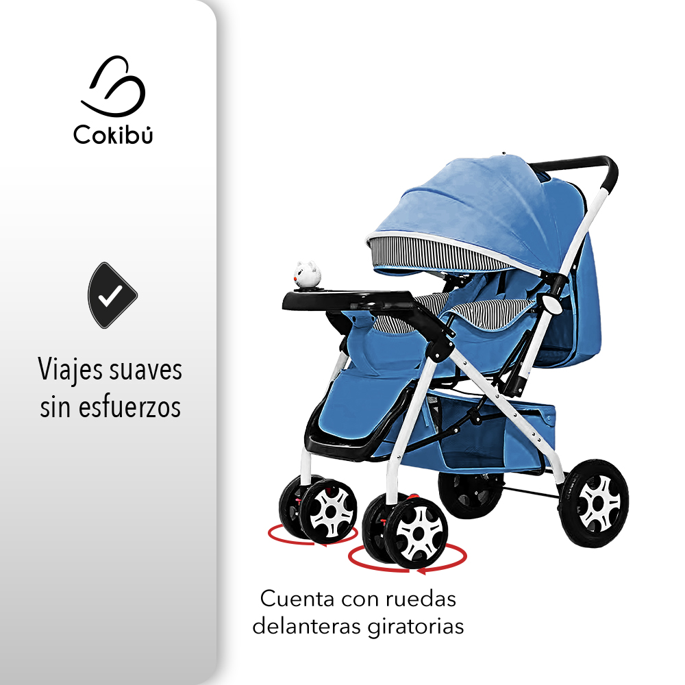 CARRIOLA DE BEBÉ PLEGABLE AZUL.