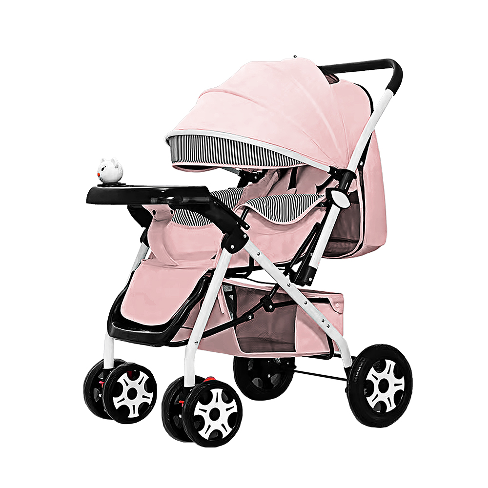 CARRIOLA DE BEBÉ PLEGABLE ROSA