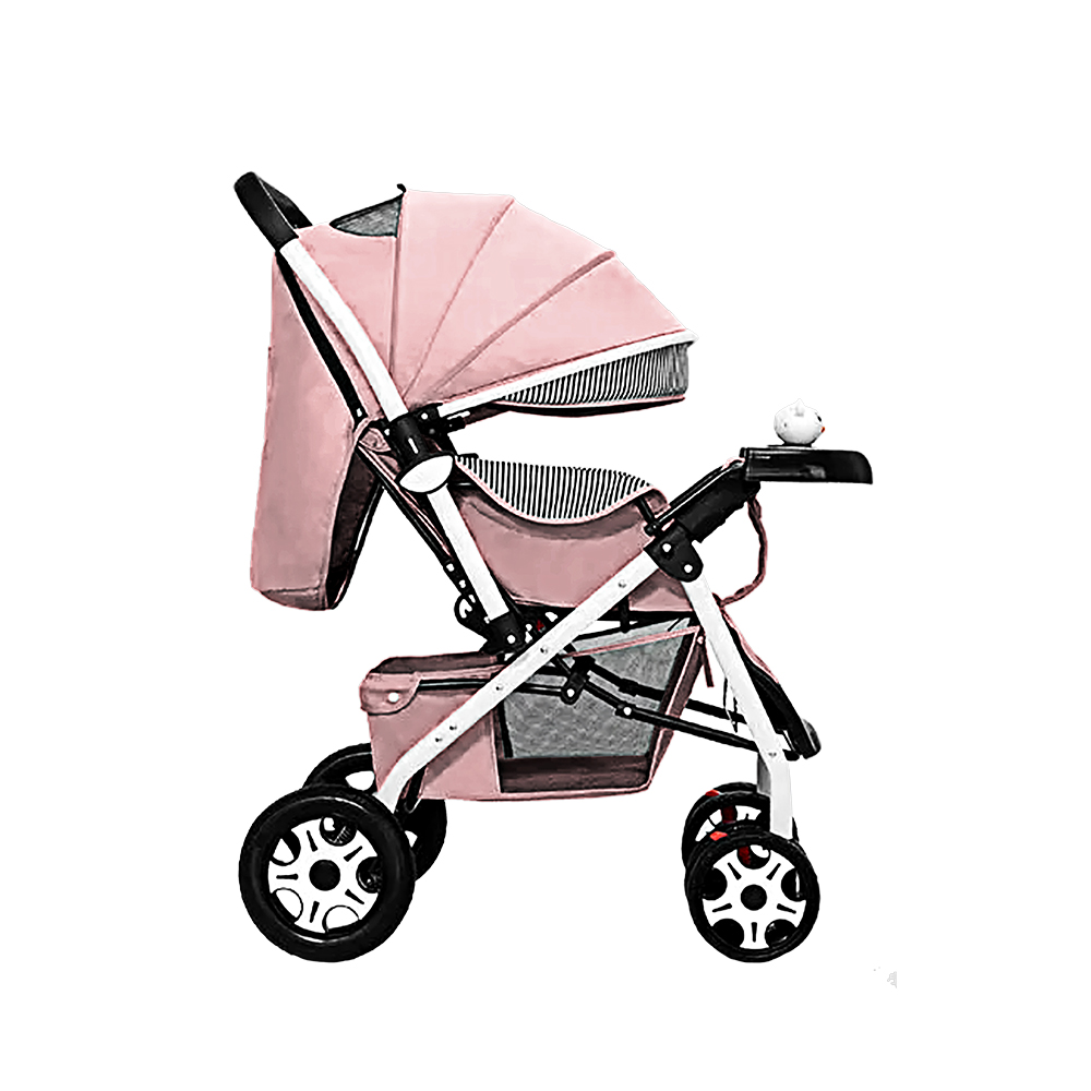 CARRIOLA DE BEBÉ PLEGABLE ROSA