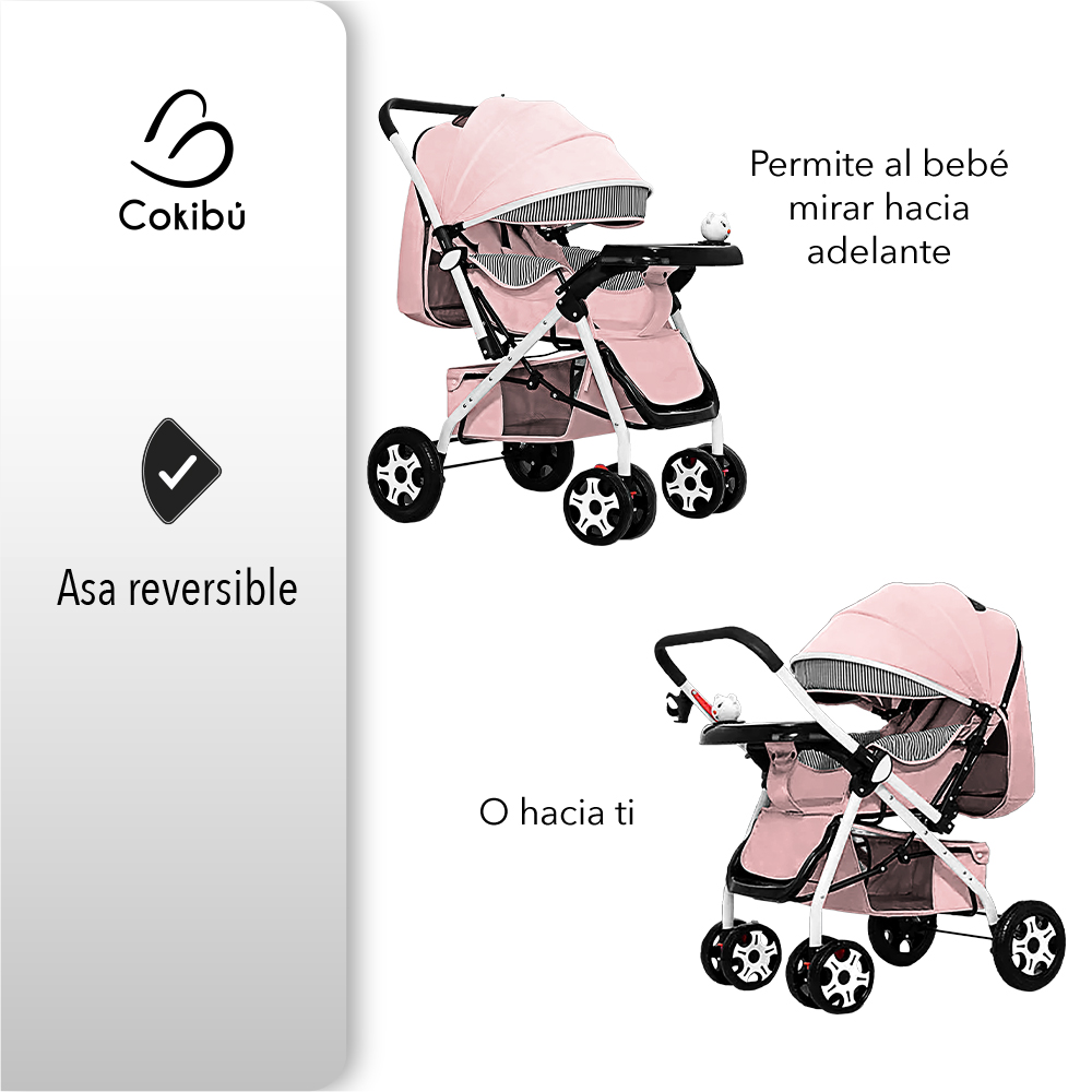 CARRIOLA DE BEBÉ PLEGABLE ROSA