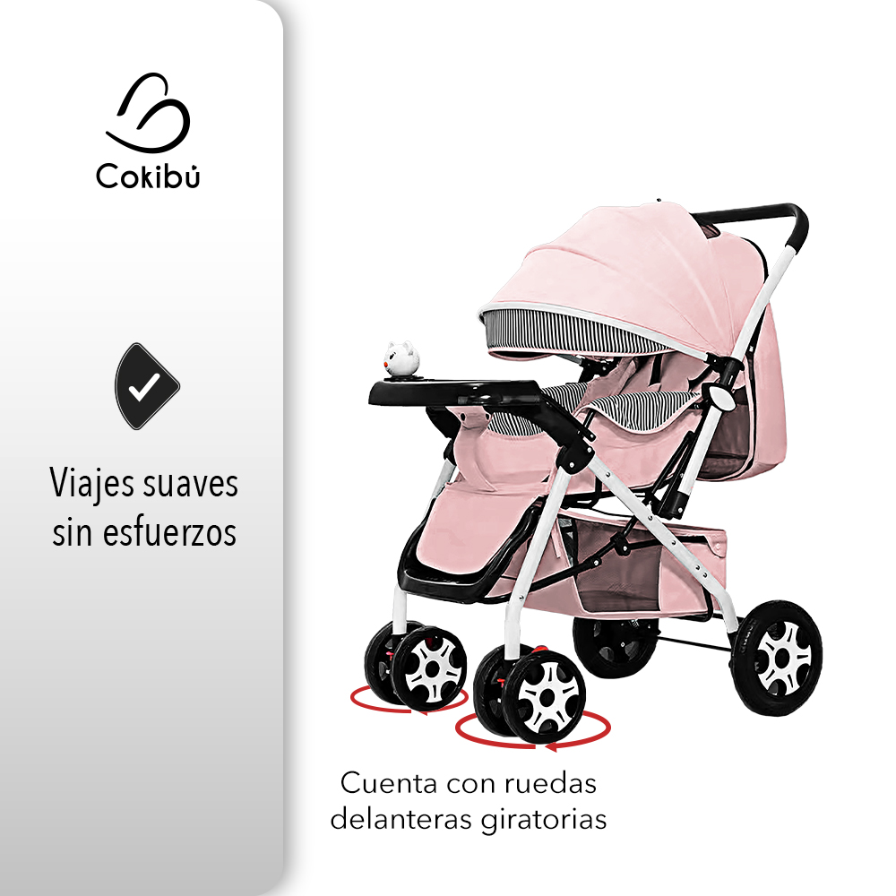 CARRIOLA DE BEBÉ PLEGABLE ROSA