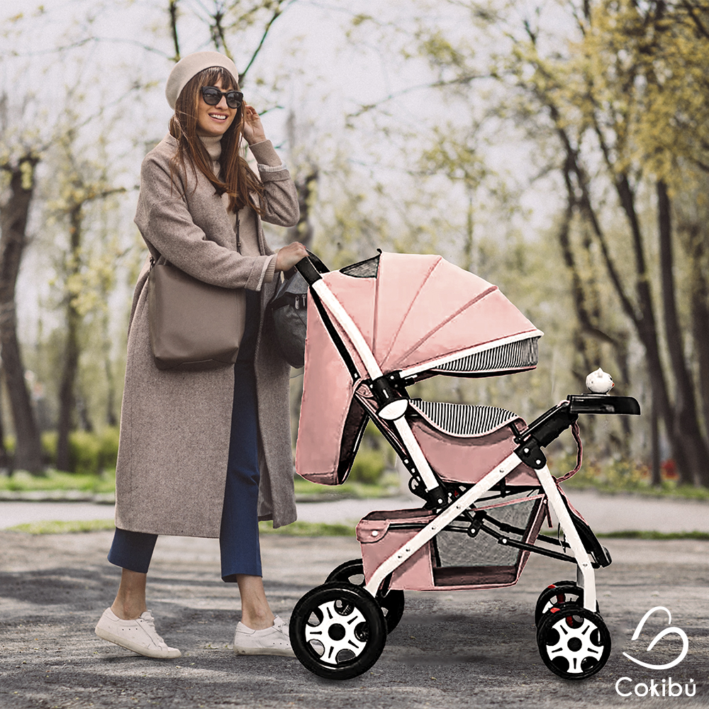 CARRIOLA DE BEBÉ PLEGABLE ROSA