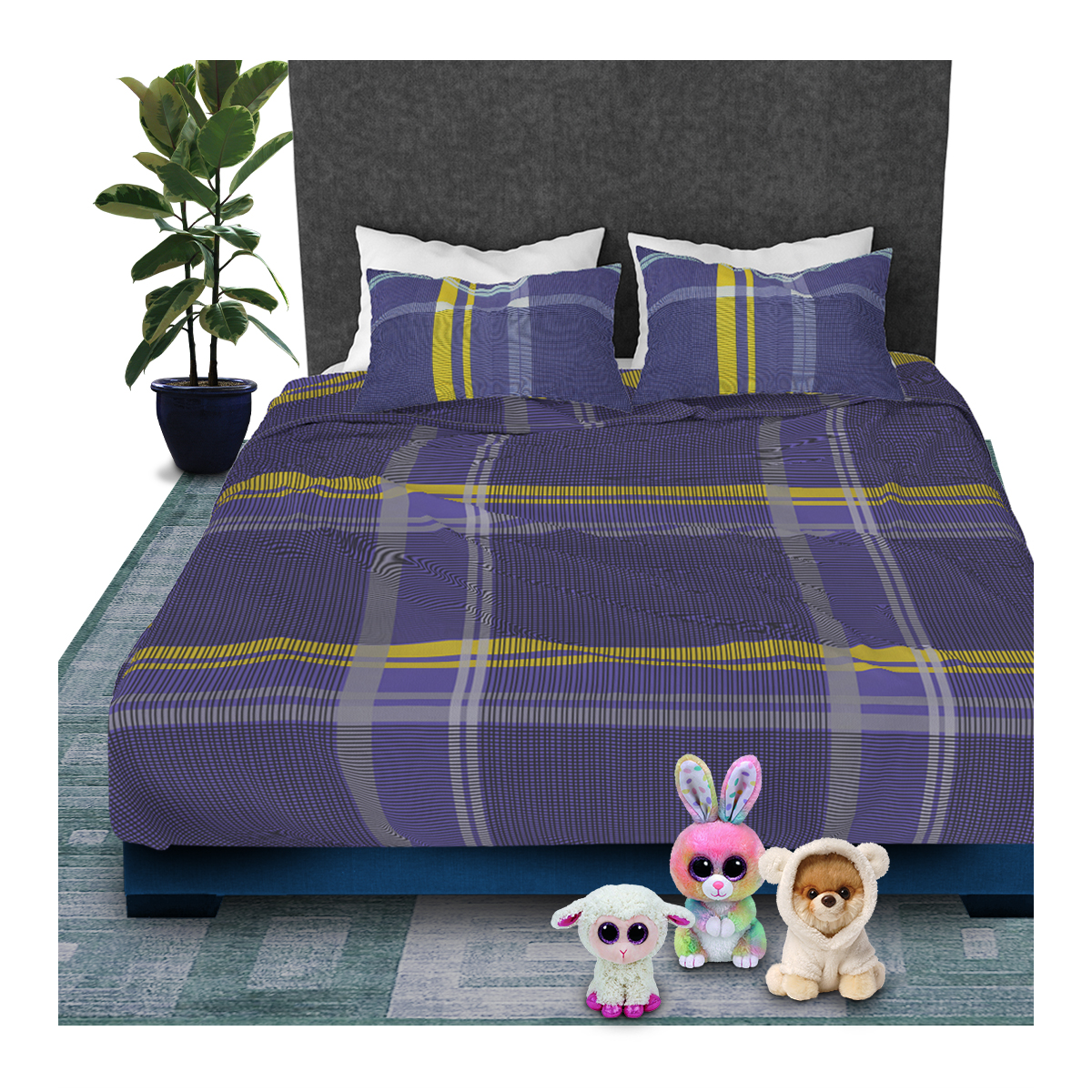 Juego De Sabanas Queen Size Estampadas De Microfibra De Poliester 4 Piezas Diseño Elegante Amplias Textura Suave