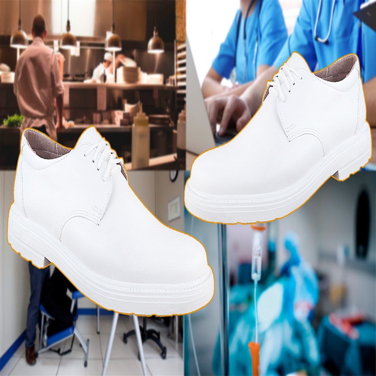 Zapato Médico Enfermero Clínico Doctor Chef Cómodo Piel 5015.