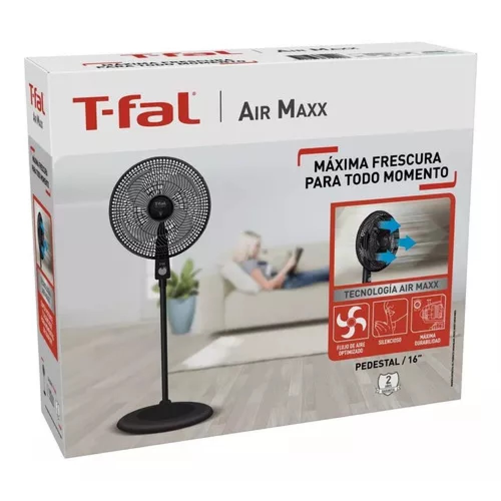 Ventilador T-fal Air Maxx 16 Pulgadas Pedestal 3 Velocidades.