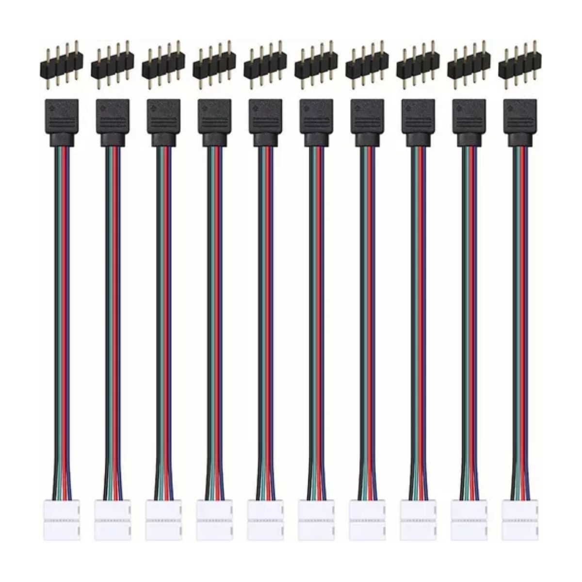 20 Pzs Conector Broche Con Cable 4 Pines Macho Tiras Led Rgb