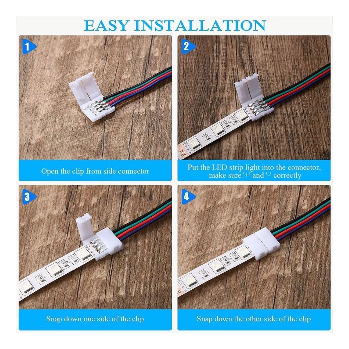 20 Pzs Conector Broche Con Cable 4 Pines Macho Tiras Led Rgb