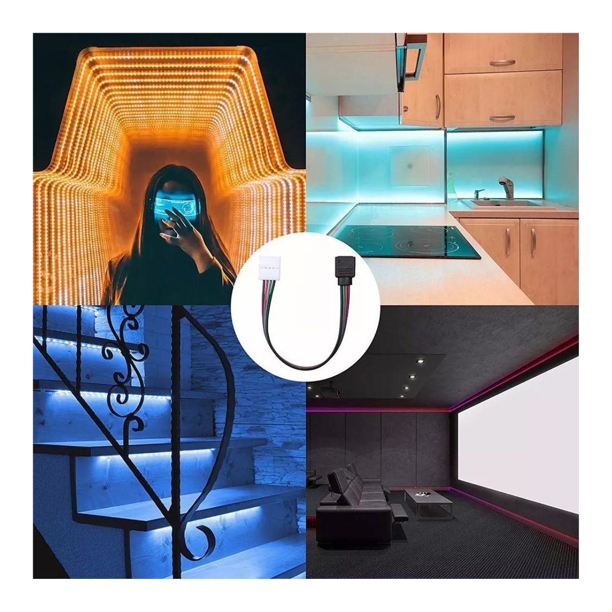 20 Pzs Conector Broche Con Cable 4 Pines Macho Tiras Led Rgb