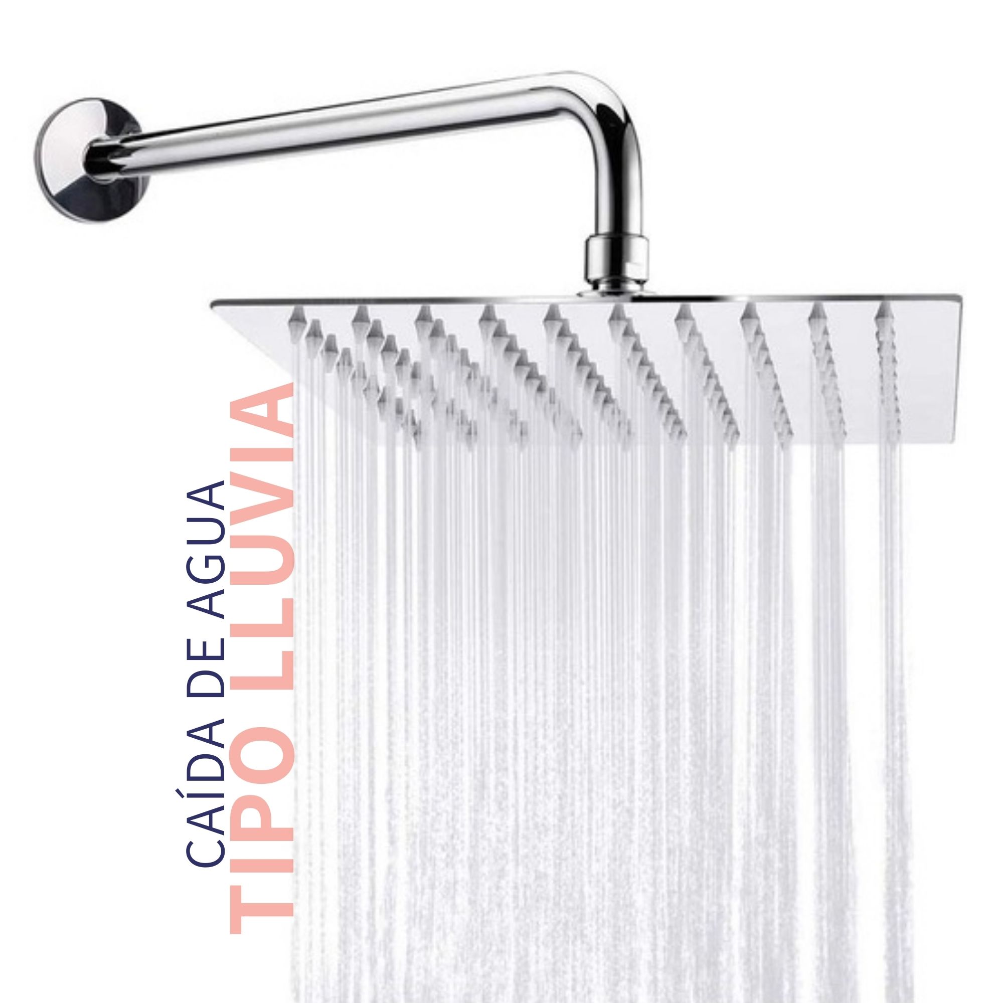 Regadera cuadrada tipo lluvia 20cm Cromada