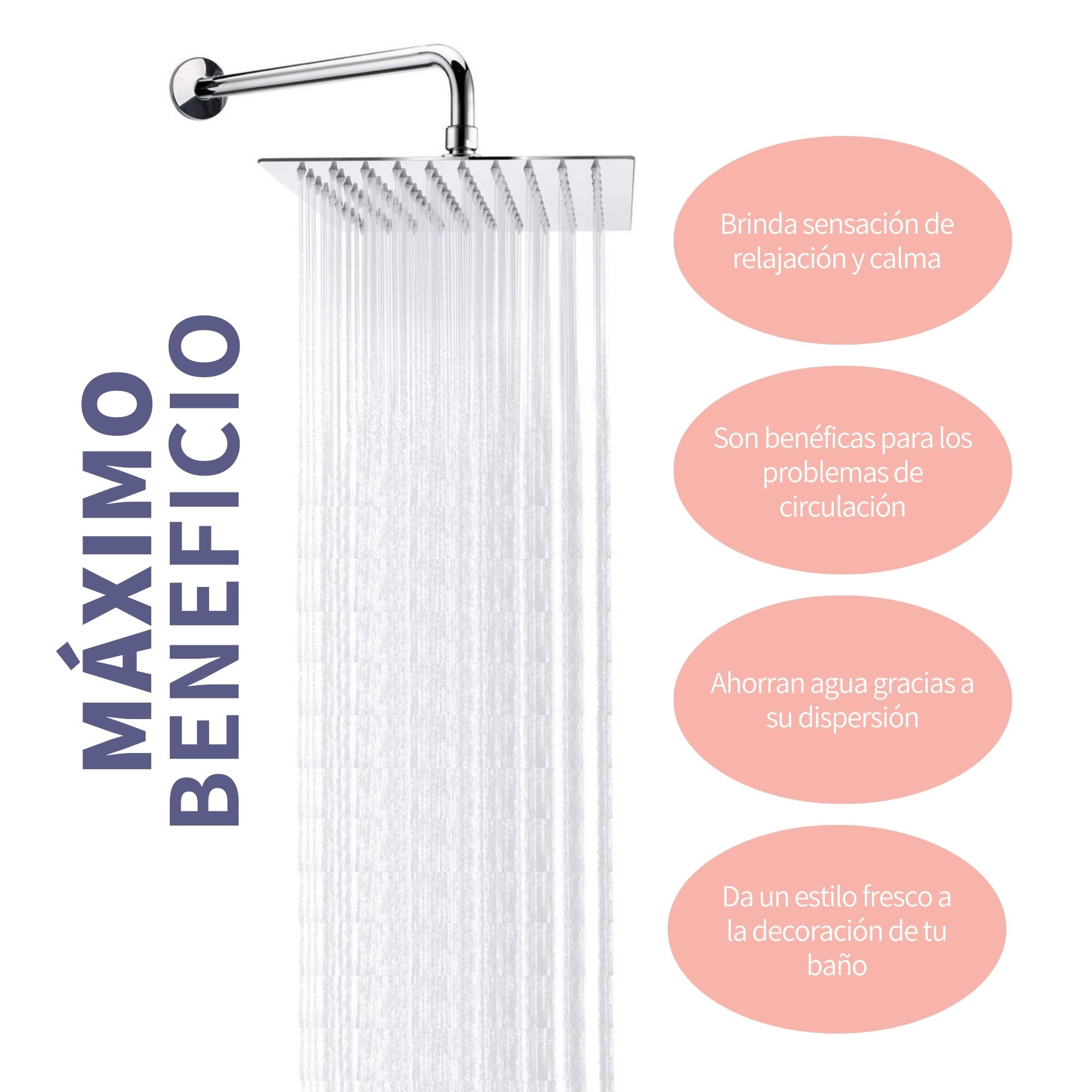 Regadera cuadrada tipo lluvia 20cm Cromada