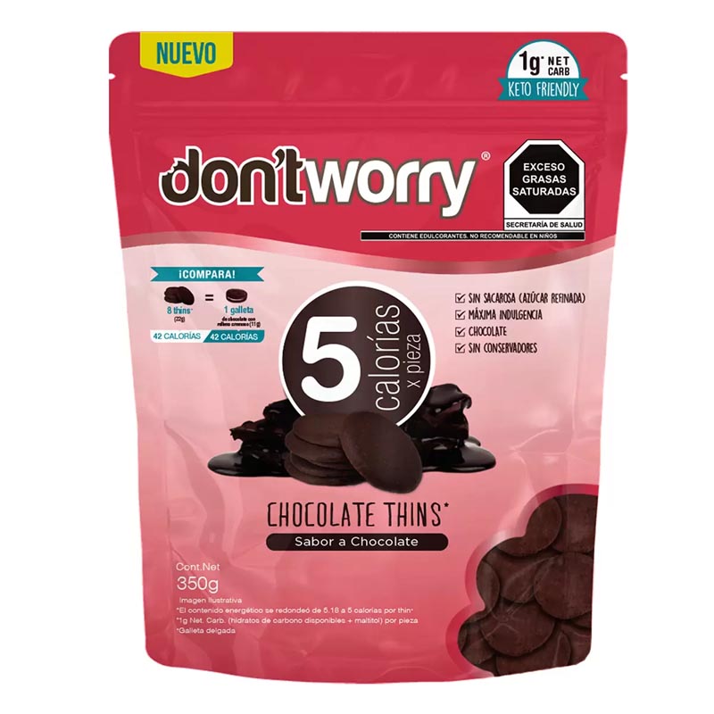 Don't Worry Galletas Thins Sabor Chocolate 350 g