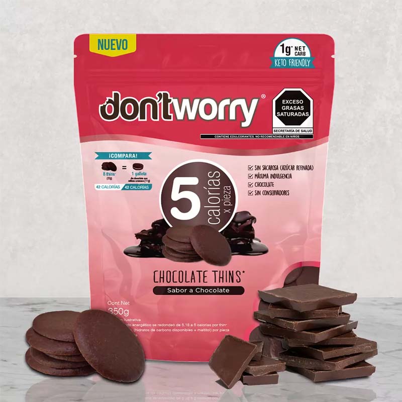 Don't Worry Galletas Thins Sabor Chocolate 350 g