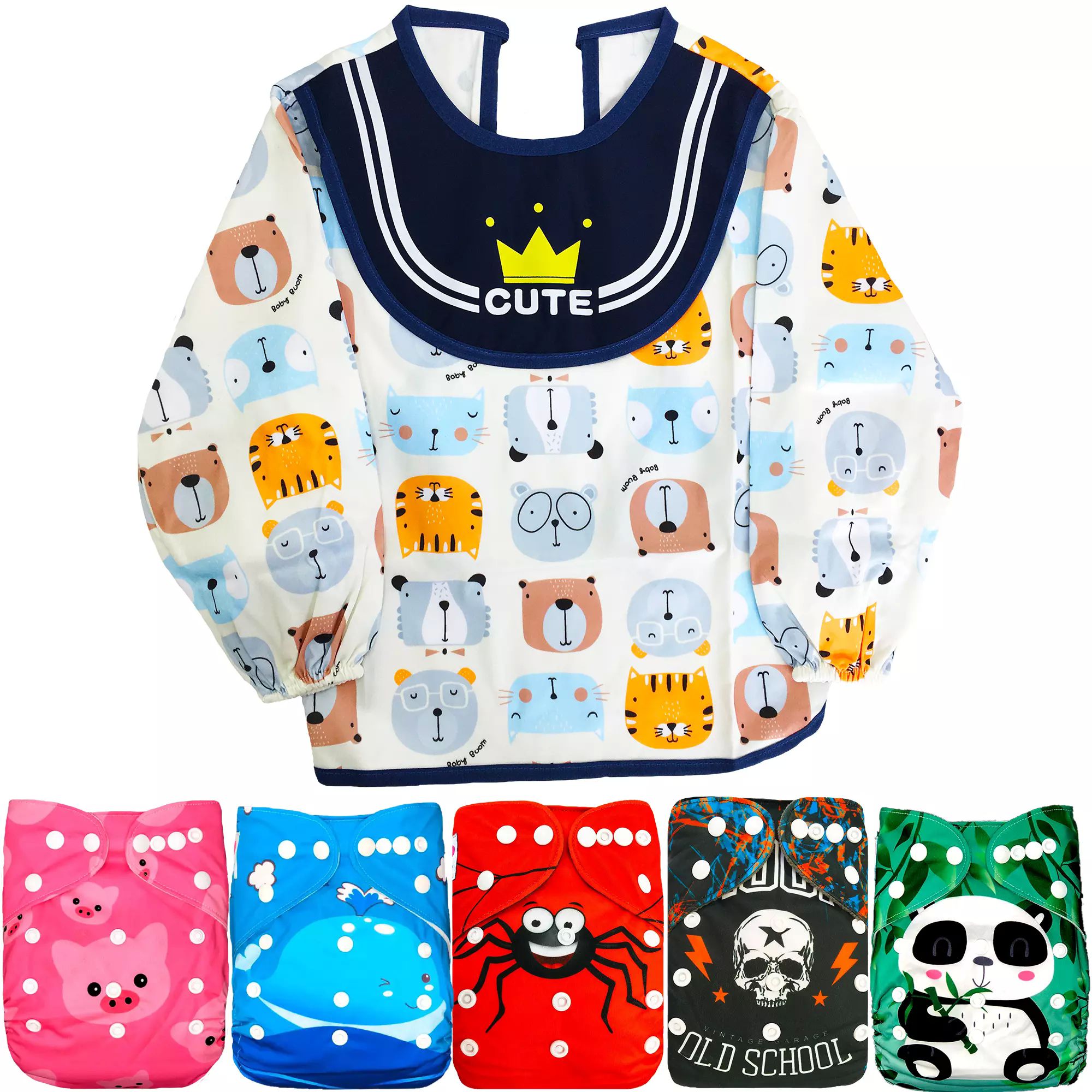 Pañales ecológicos de tela para bebés con Babero impermeable ecobaby original