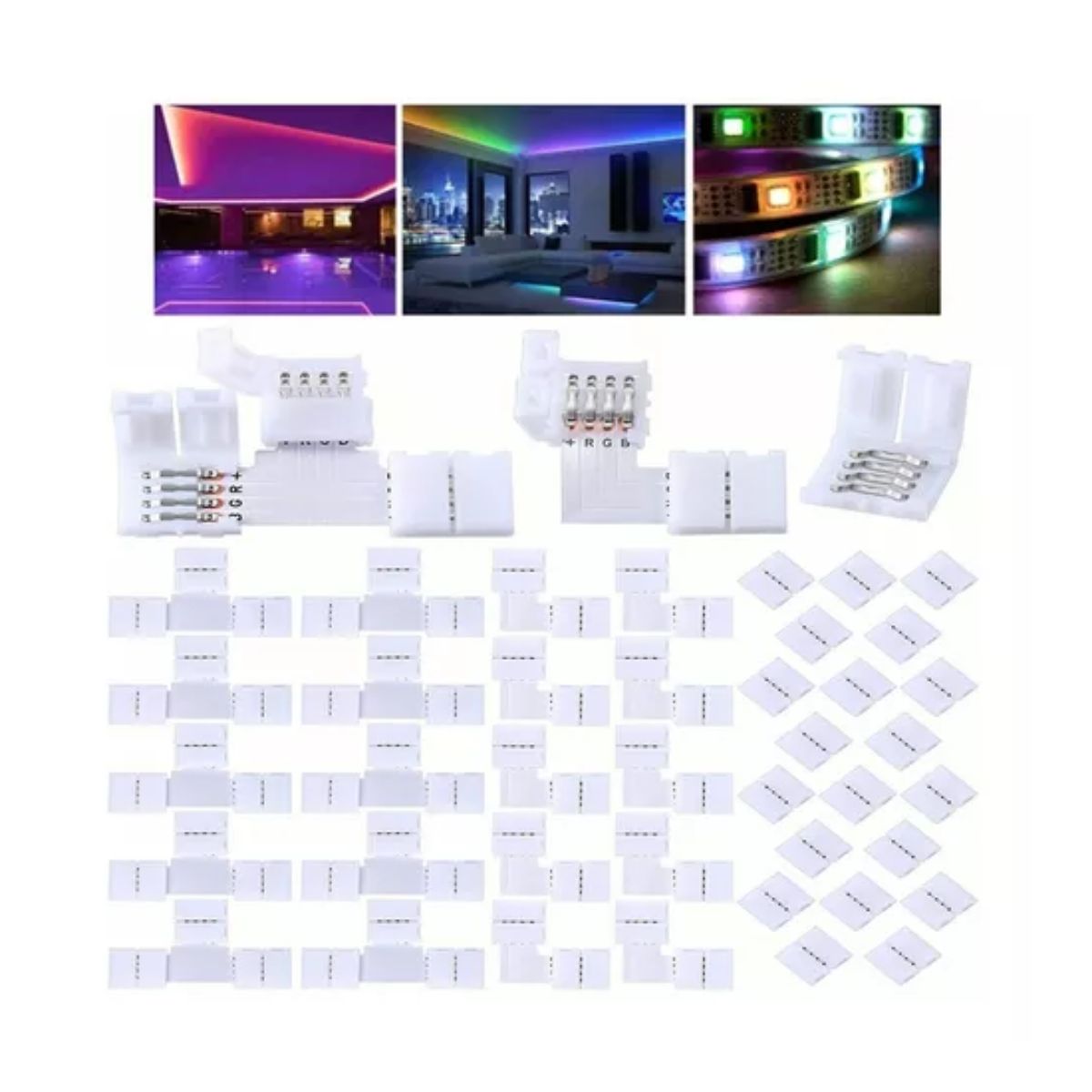 40 Pzs Conector L/t Broche Para Unir Tira Led Rgb 4 Pines
