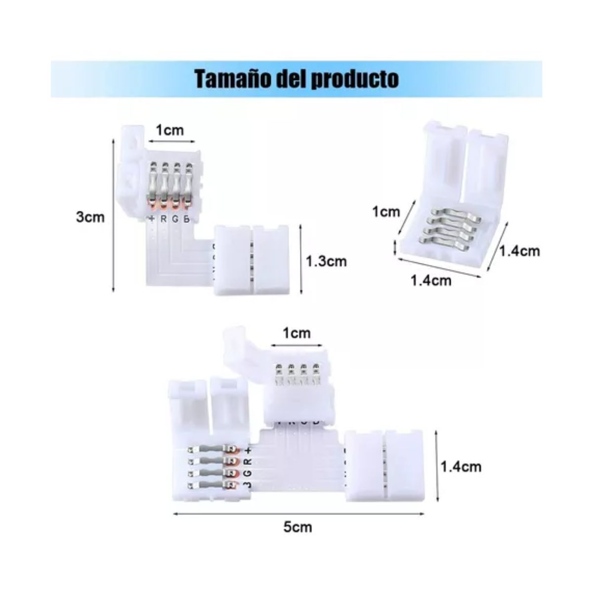 40 Pzs Conector L/t Broche Para Unir Tira Led Rgb 4 Pines