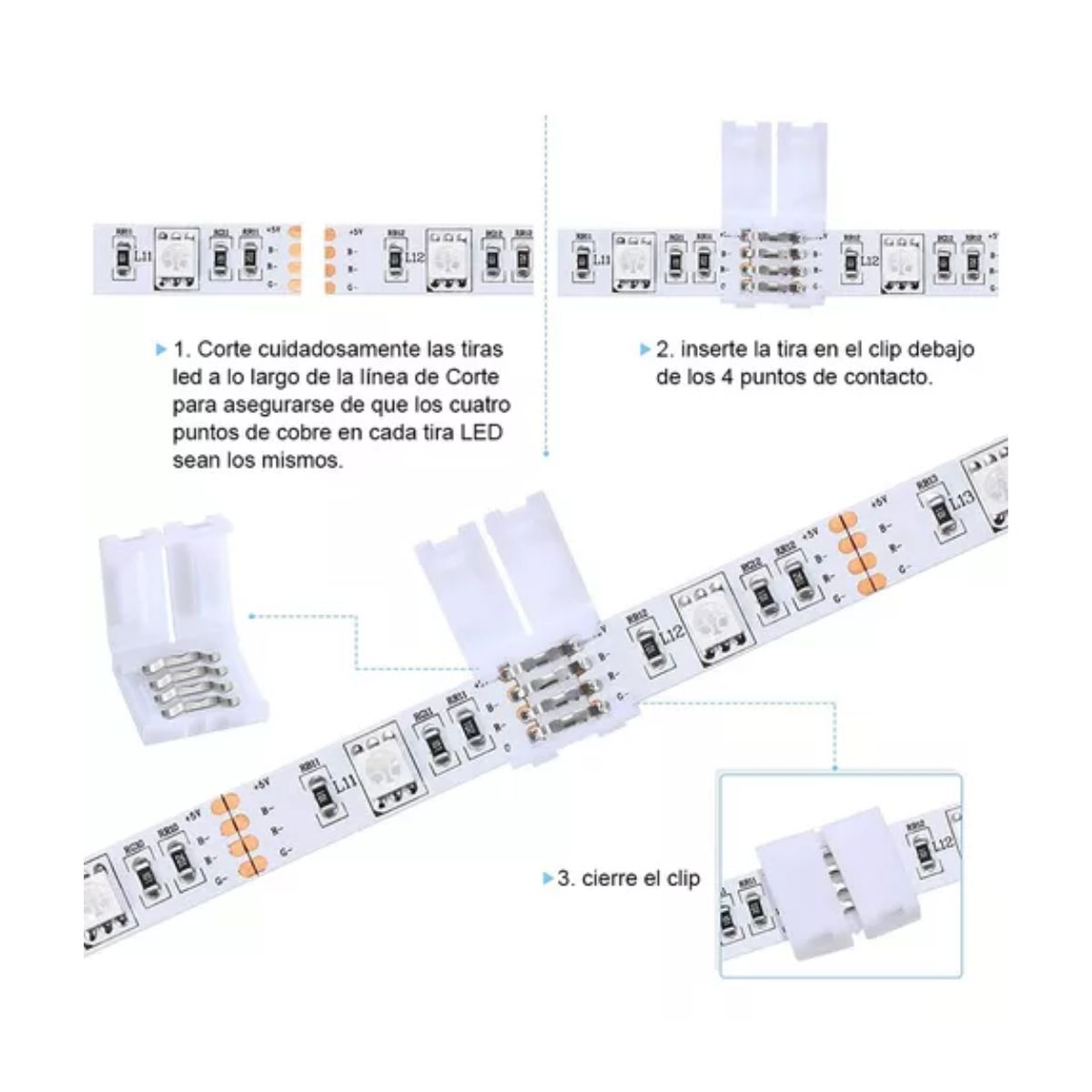 40 Pzs Conector L/t Broche Para Unir Tira Led Rgb 4 Pines