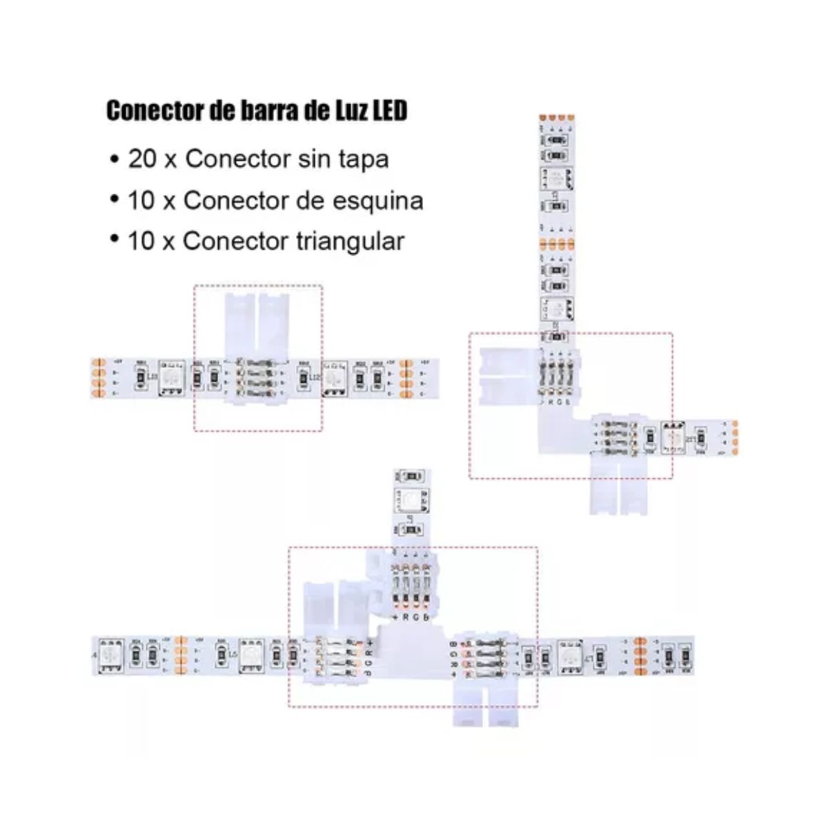 40 Pzs Conector L/t Broche Para Unir Tira Led Rgb 4 Pines