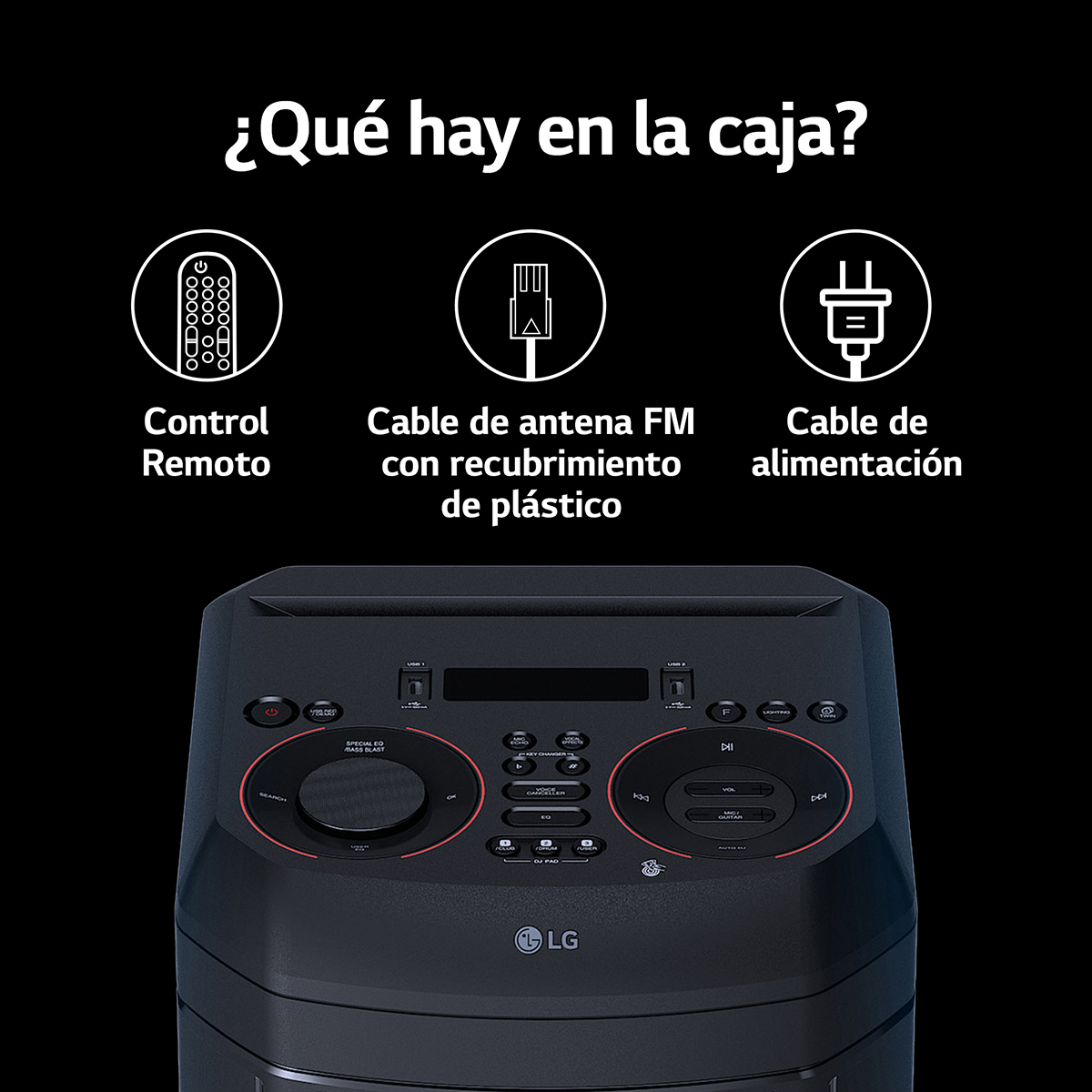 Torre de sonido Super Bass Bost LG XBOOM RNC7 Bluetooth y 5 Bocinas de 3 vías
