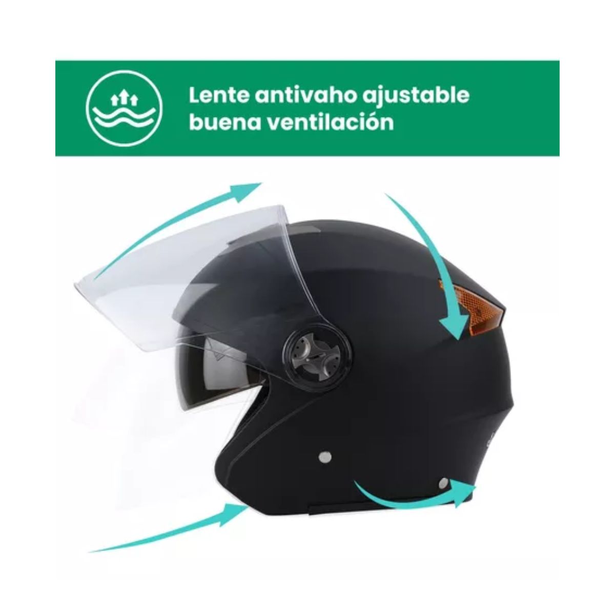 Casco De Motocicleta Antivaho Casco De Negro Brillante