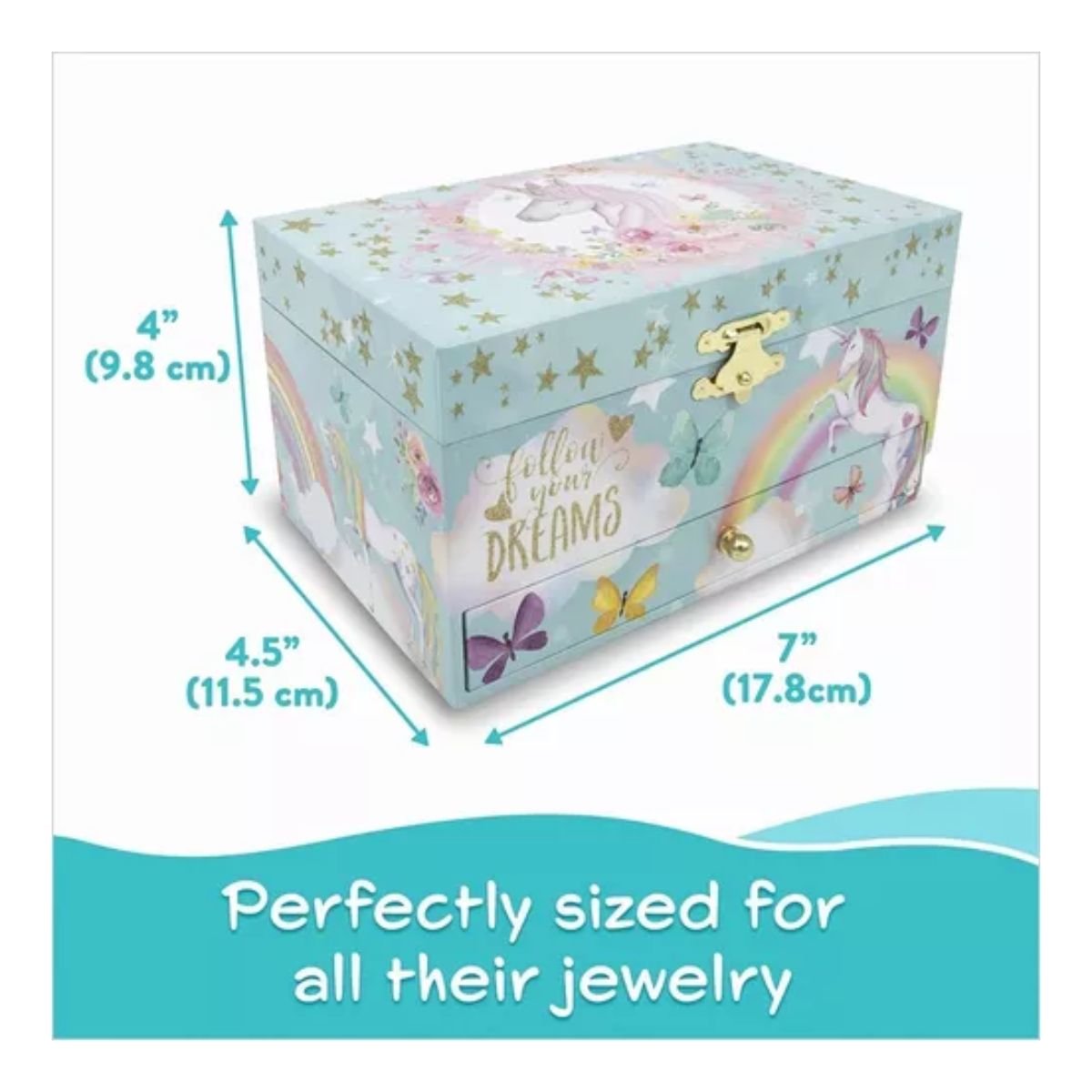 Unicornio Joyero Alhajeros Organizador Musical Niña Azul Con Rosa
