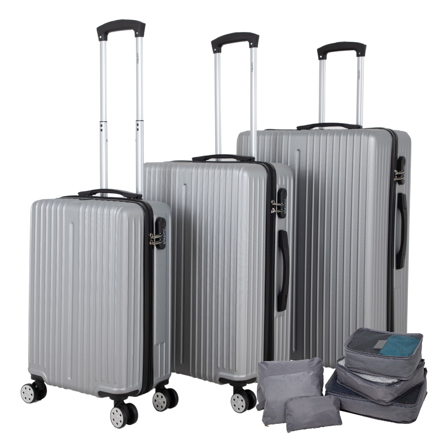 Juego 3 Maletas de Viaje Rigidas Ruedas 360 Bolsas De Viaje 1 Gris Plata