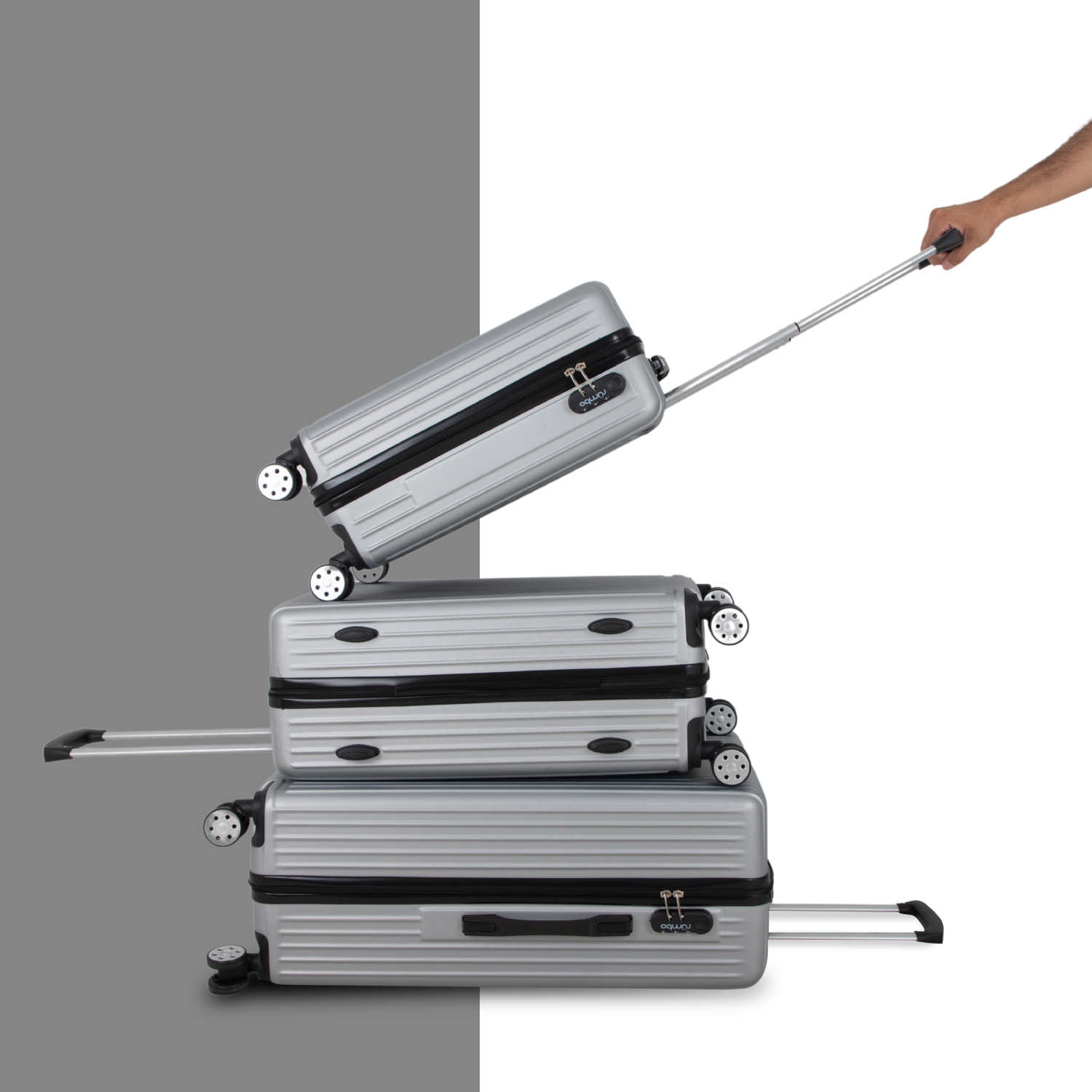 Juego 3 Maletas de Viaje Rigidas Ruedas 360 Bolsas De Viaje 1 Gris Plata