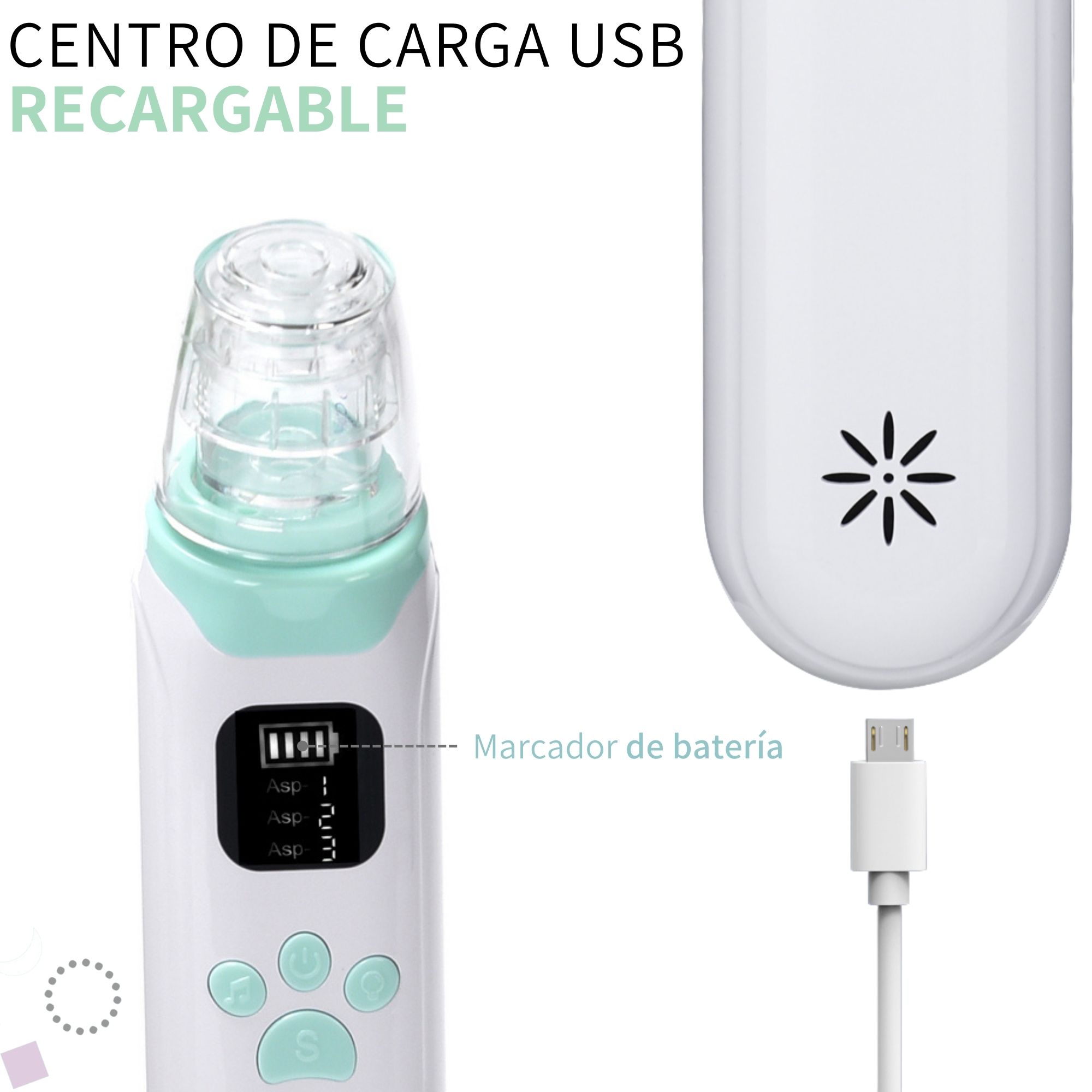 Aspirador Nasal Para Bebe Limpiador Electrico Usb Recargable