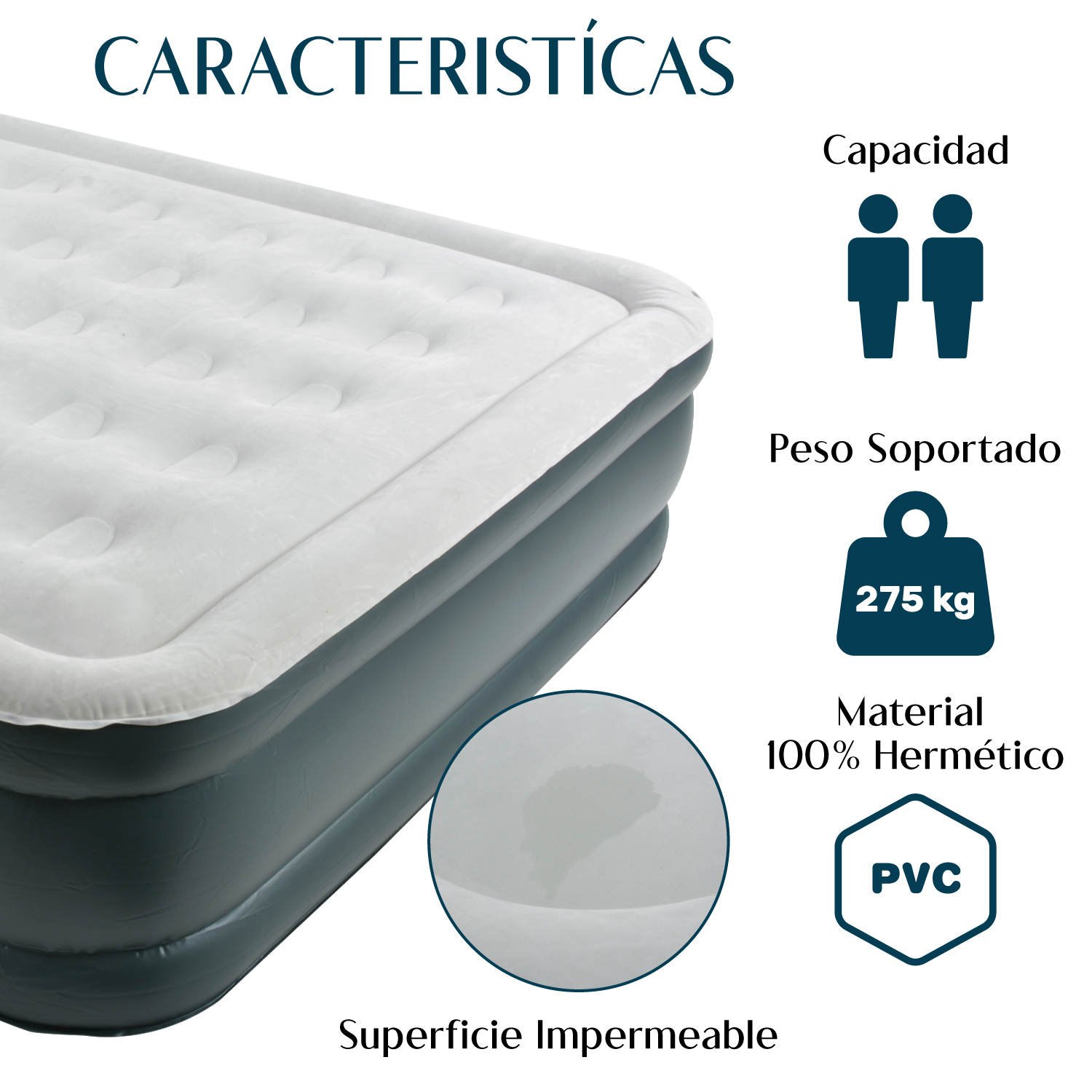 Colchon Inflable Queen Size Bomba Automatica Integrada 