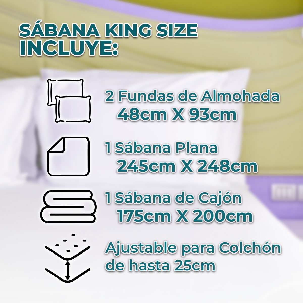 Juego De Sabanas King Size 4 Piezas Lisas con Relieve De Microfibra De Poliester Diseño Elegante Amplias