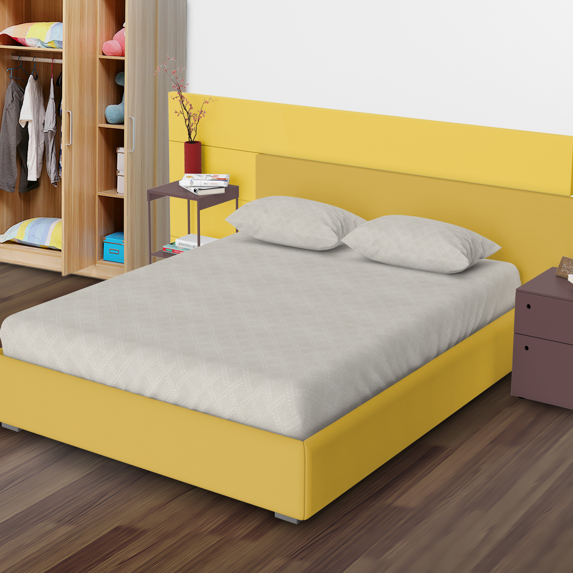 Juego De Sabanas King Size 4 Piezas Lisas con Relieve De Microfibra De Poliester Diseño Elegante Amplias