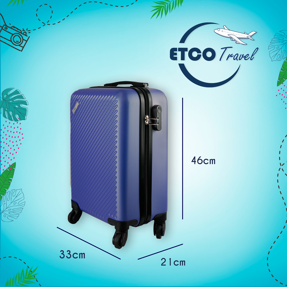 Maleta De Viaje Ligera 18 Pul Etco Travel Equipaje De Mano Azul Marino Avion Ruedas 360 Barata