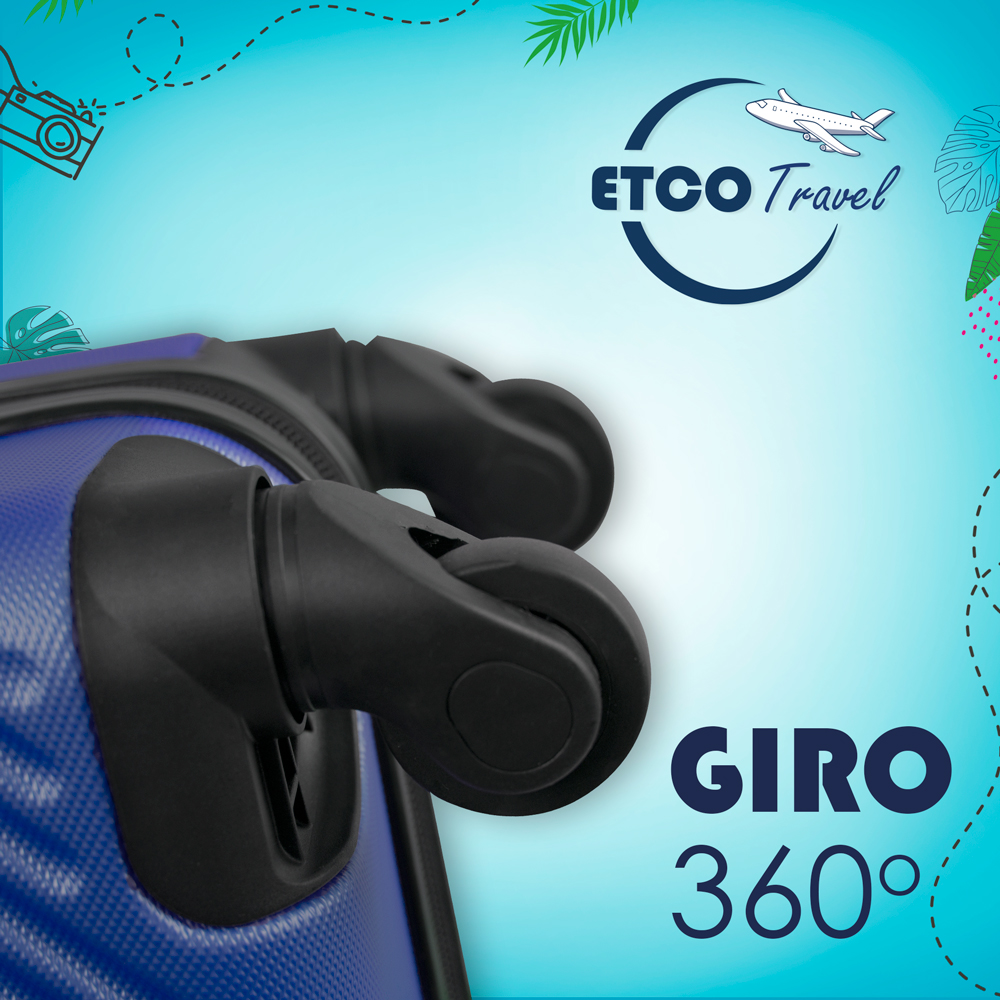 Maleta De Viaje Ligera 18 Pul Etco Travel Equipaje De Mano Azul Marino Avion Ruedas 360 Barata