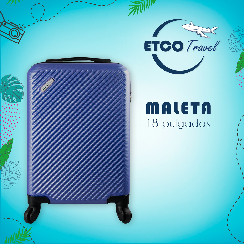 Maleta De Viaje Ligera 18 Pul Etco Travel Equipaje De Mano Azul Marino Avion Ruedas 360 Barata