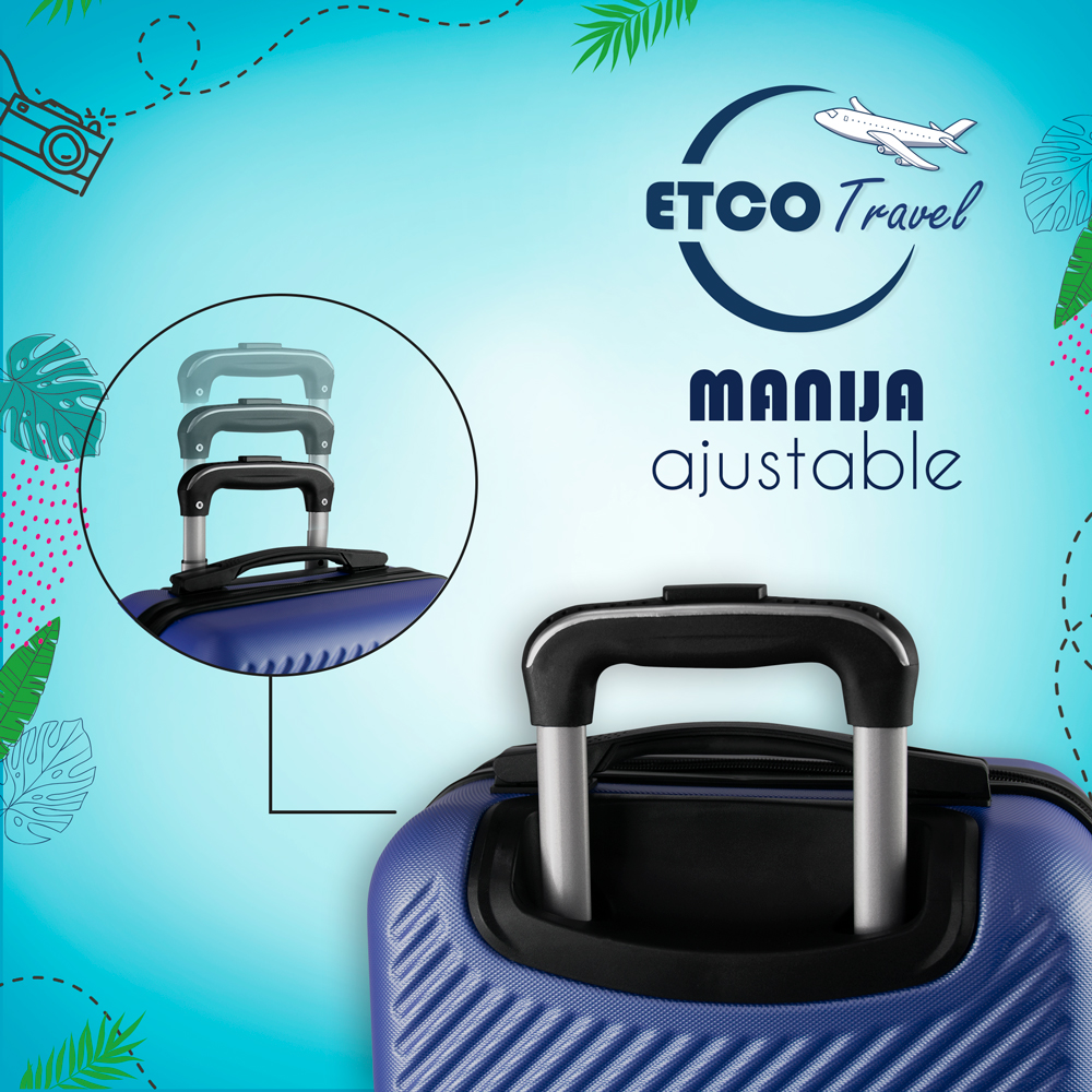 Maleta De Viaje Ligera 18 Pul Etco Travel Equipaje De Mano Azul Marino Avion Ruedas 360 Barata