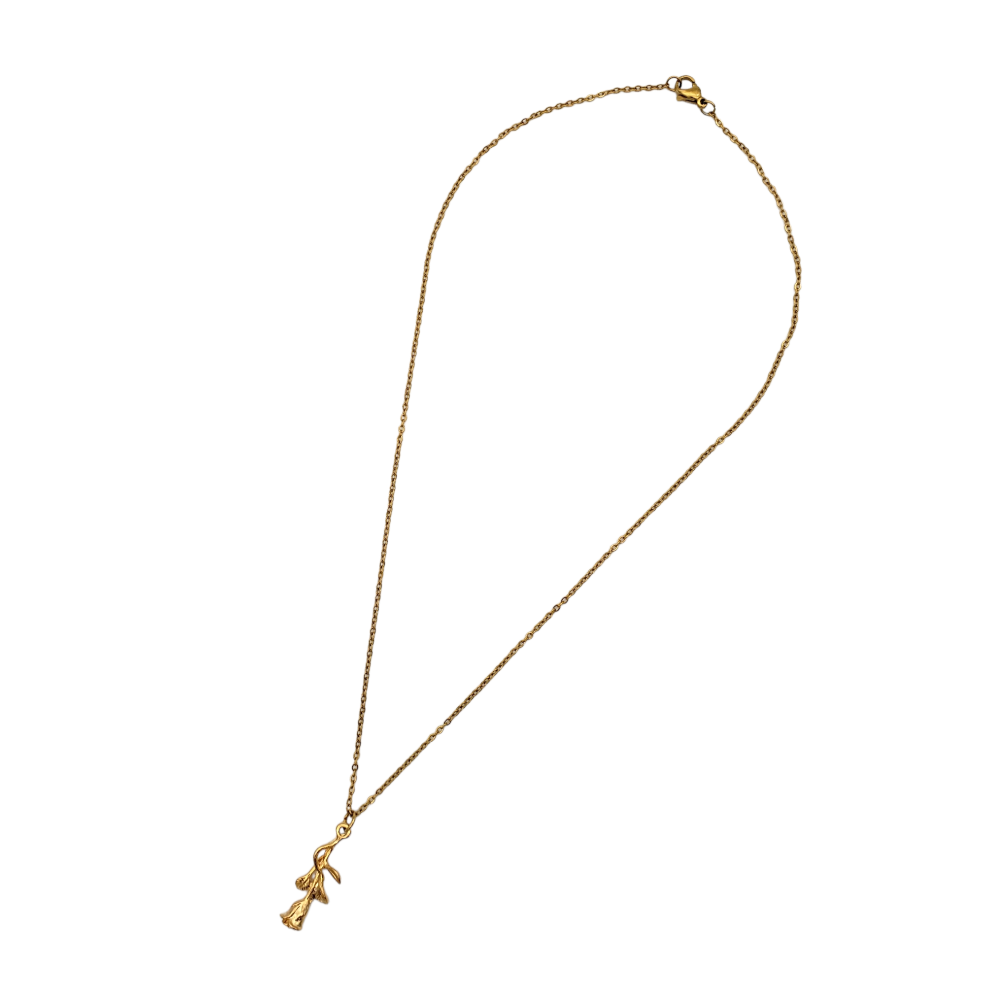 Collar en chapa de oro dije rosa invertida