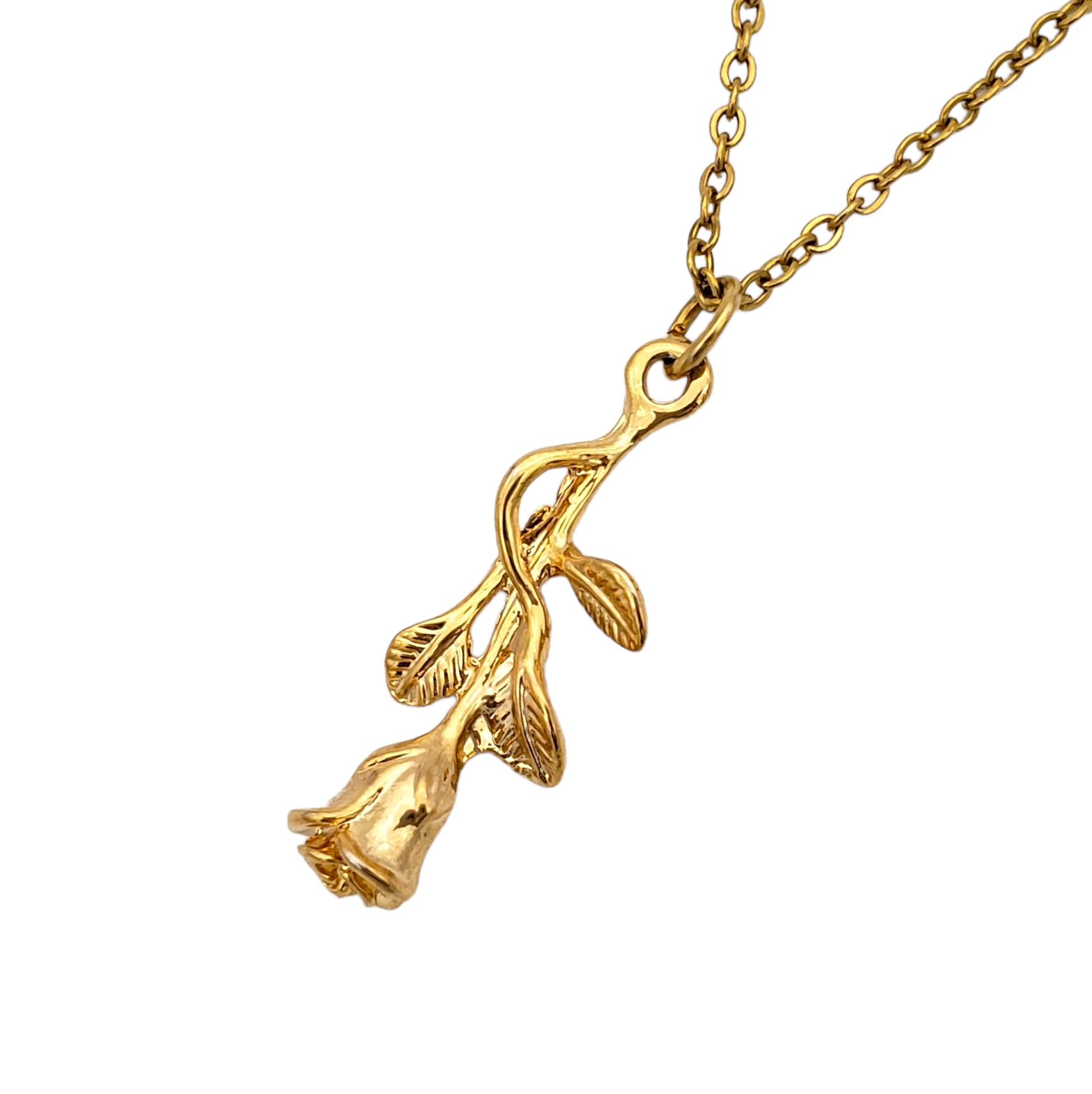 Collar en chapa de oro dije rosa invertida