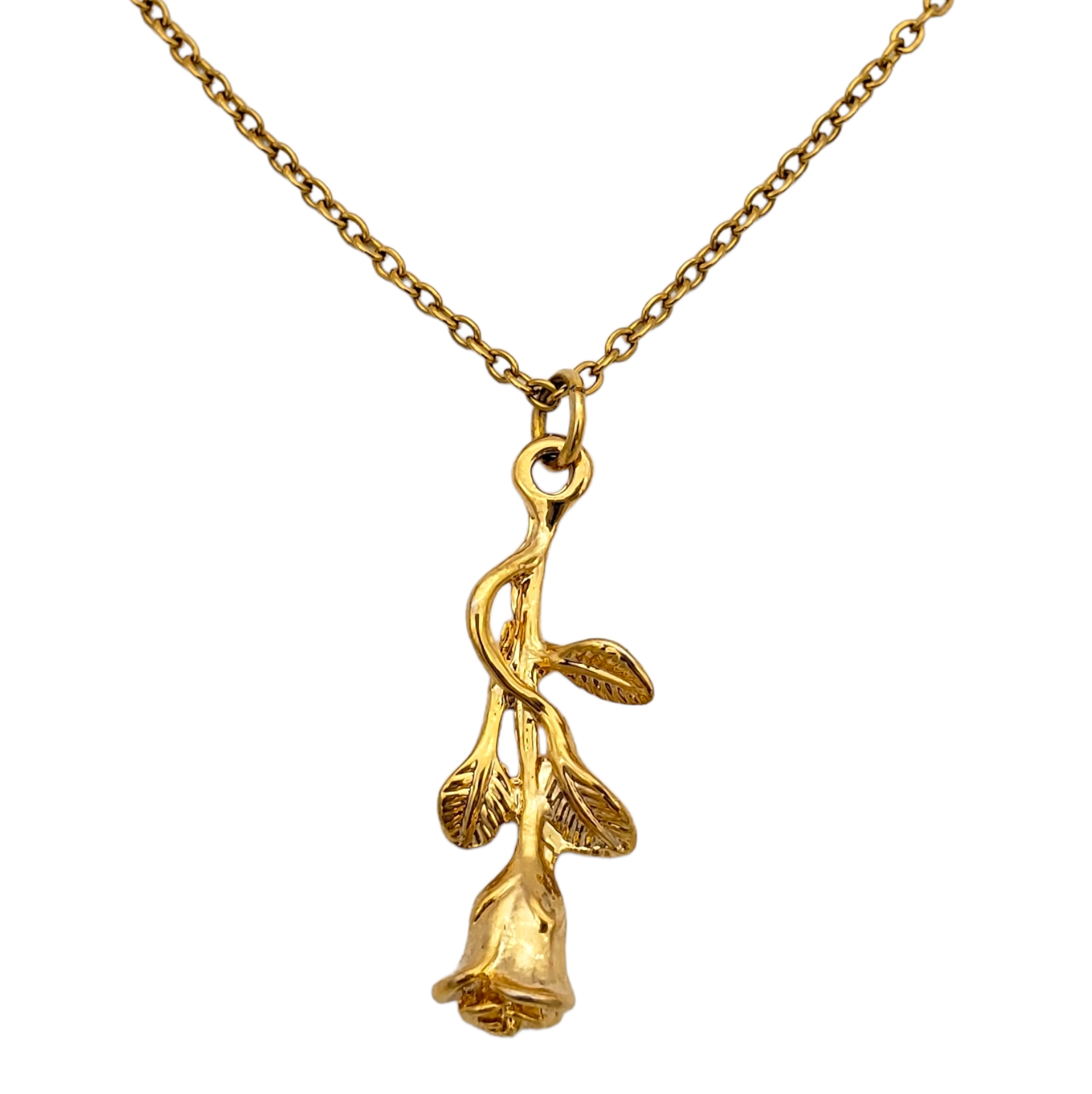 Collar en chapa de oro dije rosa invertida