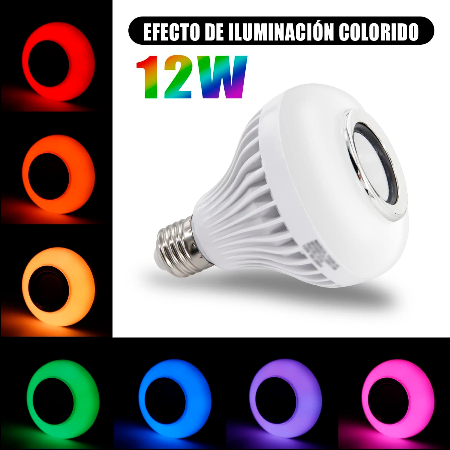 Foco Bocina Led Música Bluetooth Integrado Inteligente Inalámbrica Con Base E27