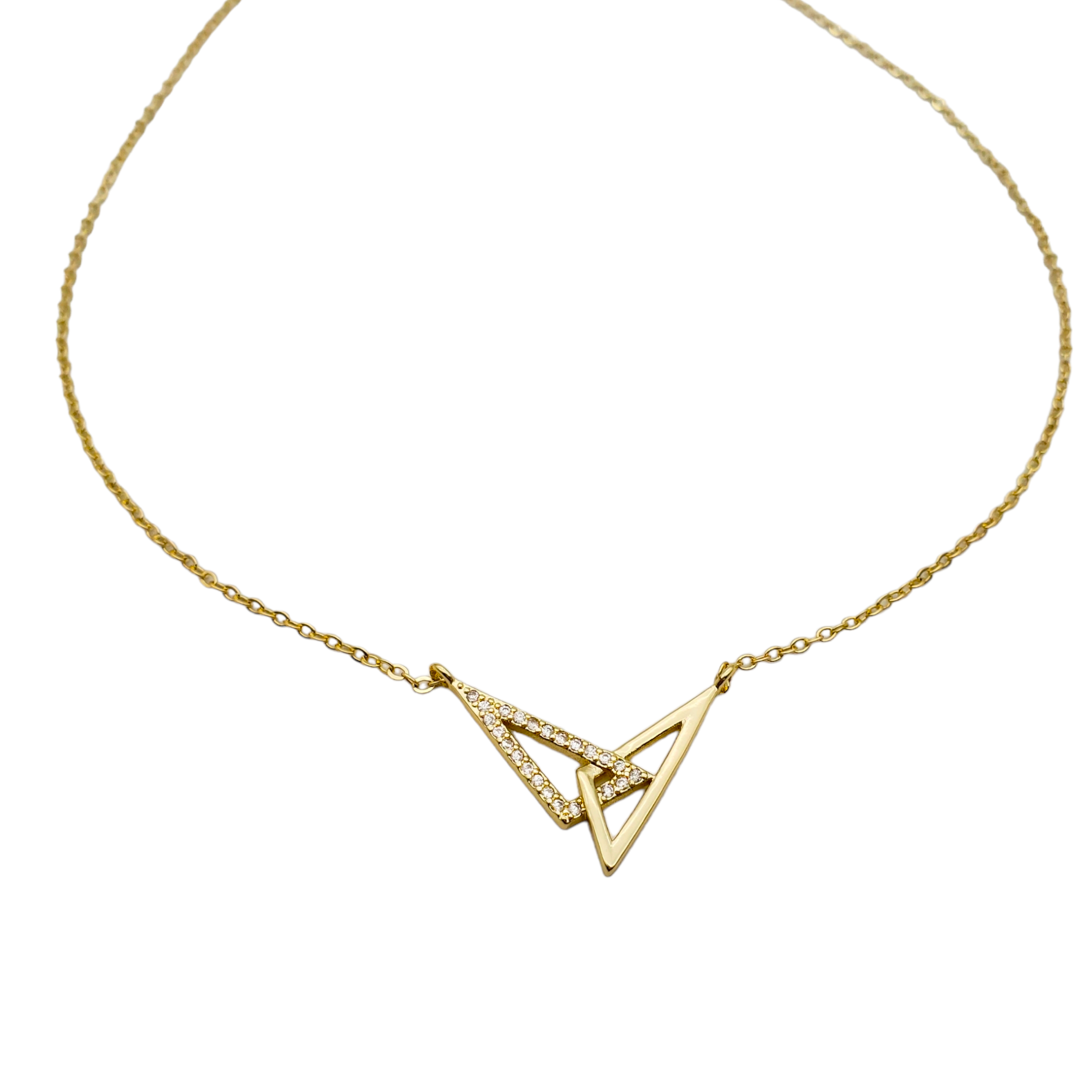 Collar en chapa de oro triángulos entrelazados