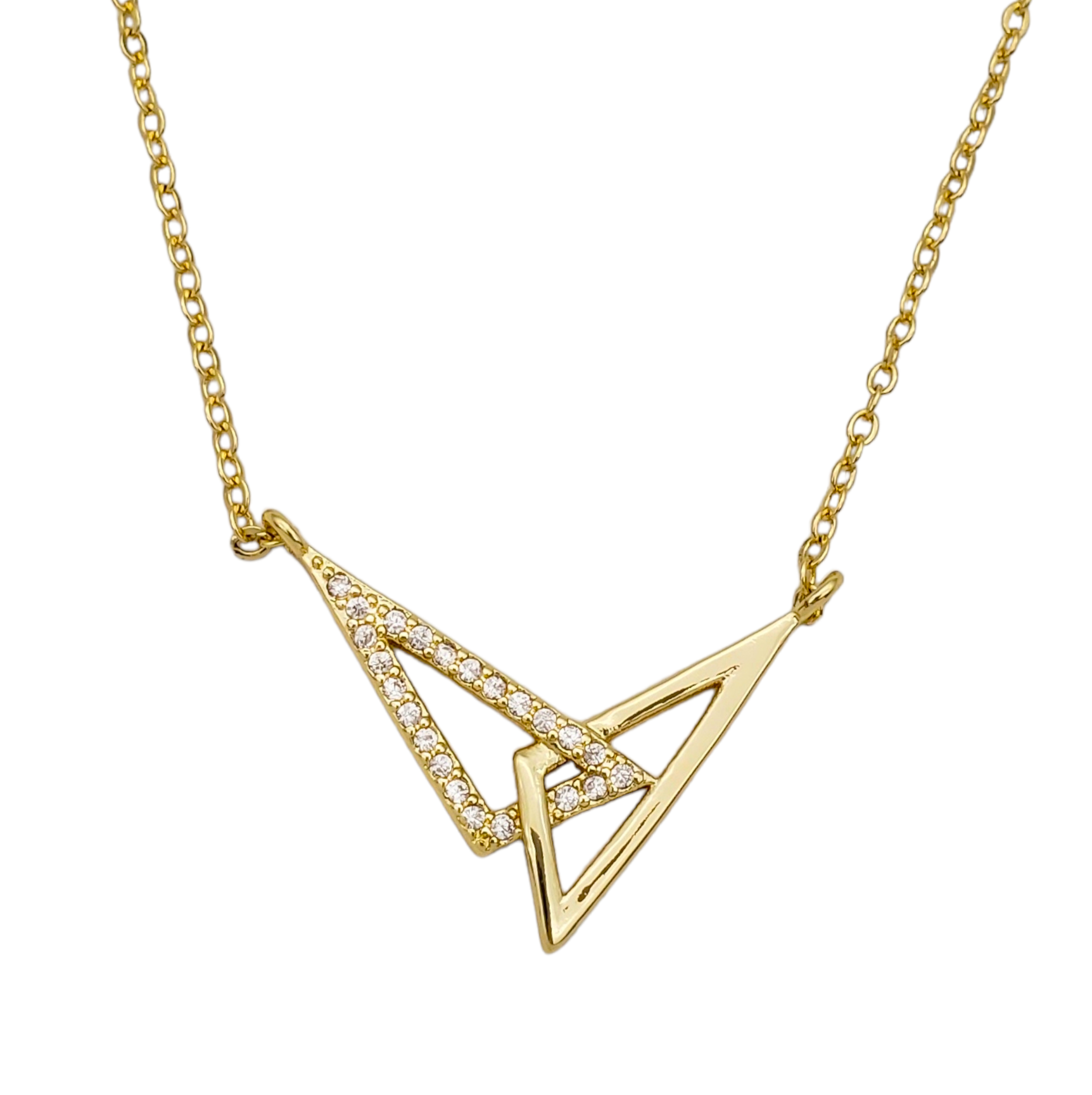 Collar en chapa de oro triángulos entrelazados