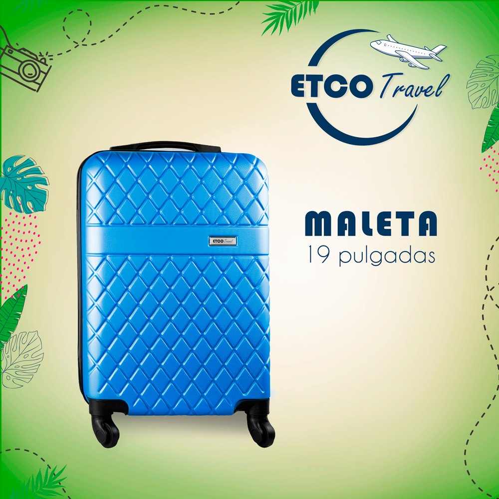 Maleta De Viaje Ligera 19 Pul Etco Travel Equipaje De Mano Azul Rey Avion Ruedas 360 Barata