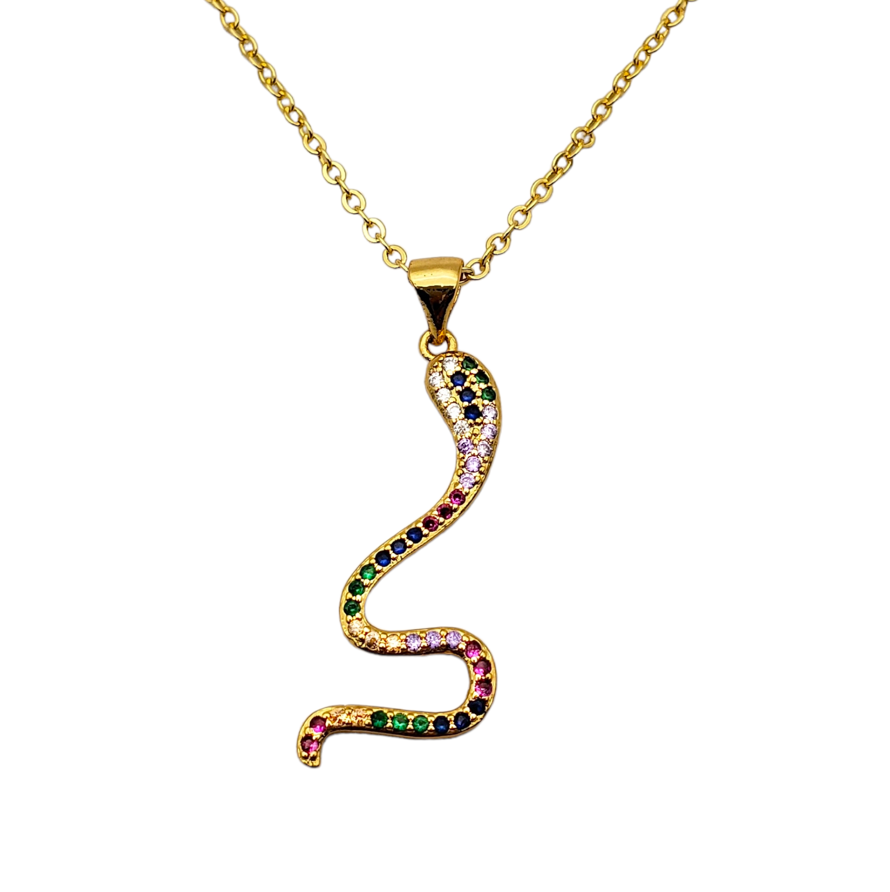 Collar en chapa de oro dije serpiente