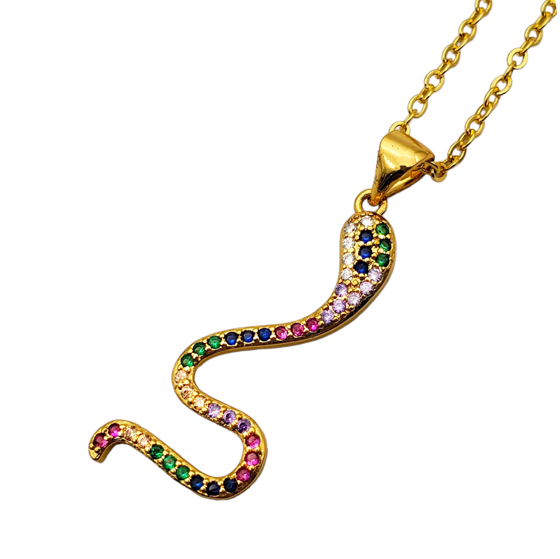 Collar en chapa de oro dije serpiente