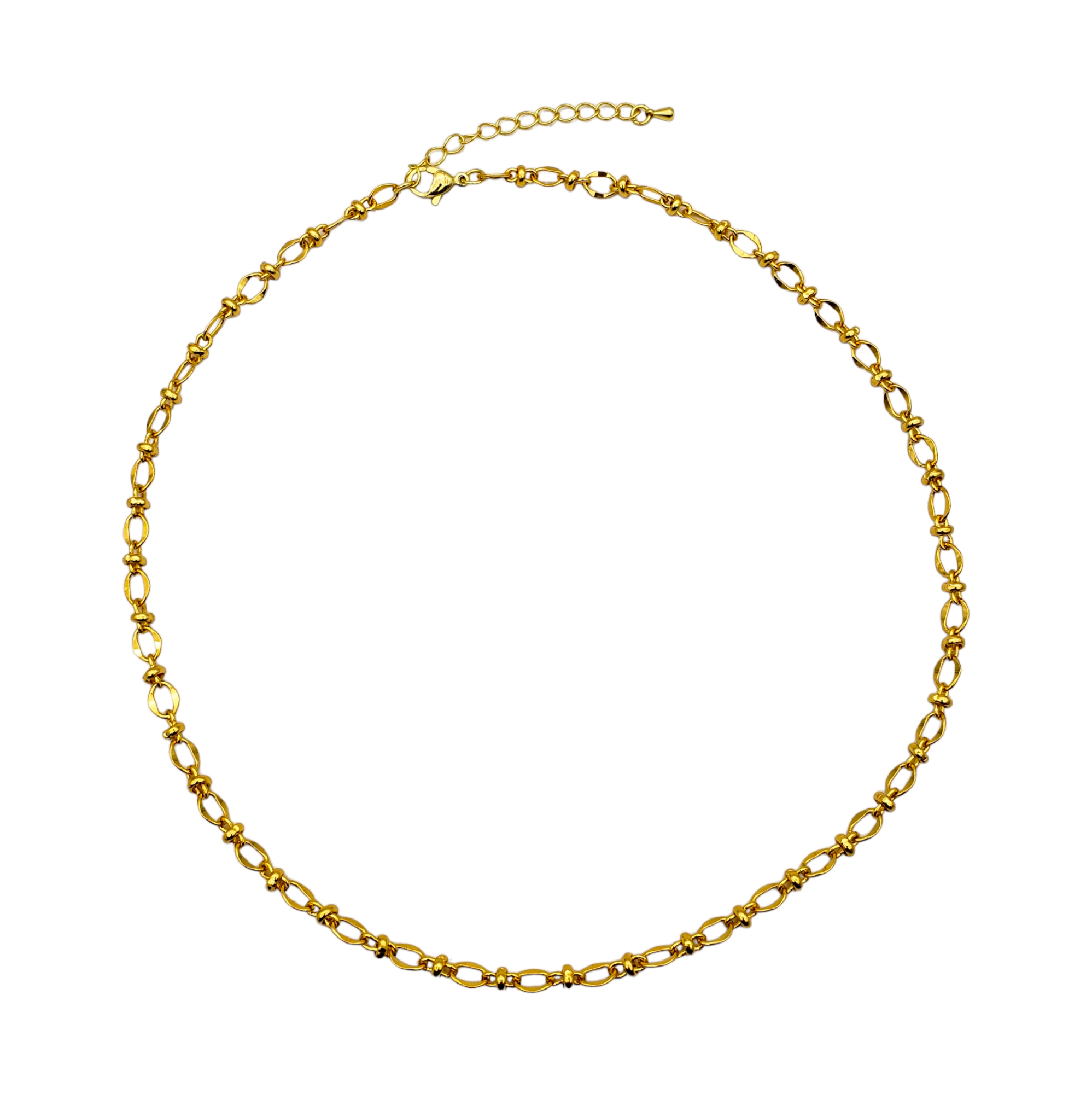 Cadena en chapa de oro eslabón oval separador dona