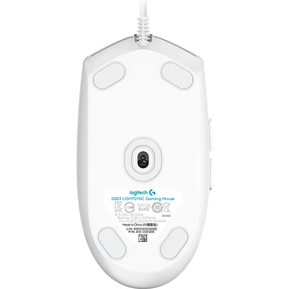 Mouse Gaming Logitech 203 Lightsync blanco