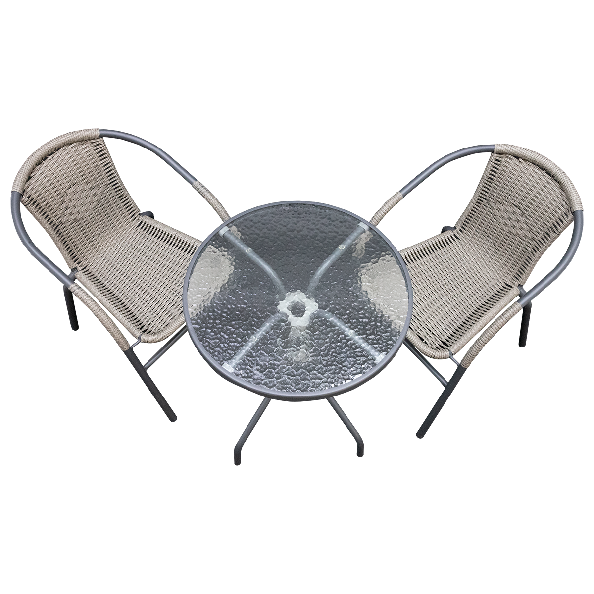 Set Jardín Beirut (1mesa + 2 sillas) Auxiliares en color Gris.