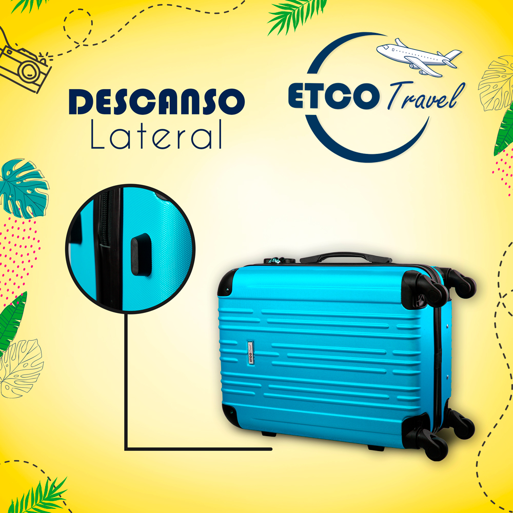 Maleta De Viaje Ligera 20 Pul Etco Travel Equipaje De Mano Azul Cielo Avion Ruedas 360 Barata